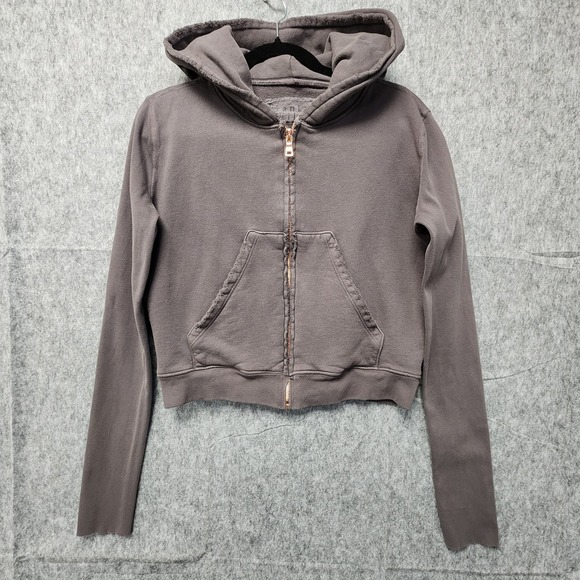 Frank & Eileen Tee Lab Zip Hoodie Sweatshirt Womens Small Worn Edge Crop Gray - Picture 3 of 11